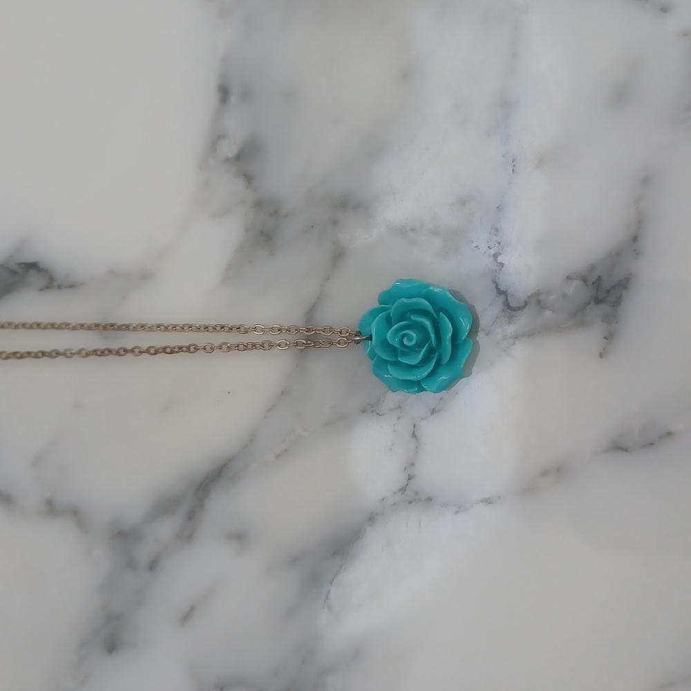 Blue Rose Necklace rose pendant necklace